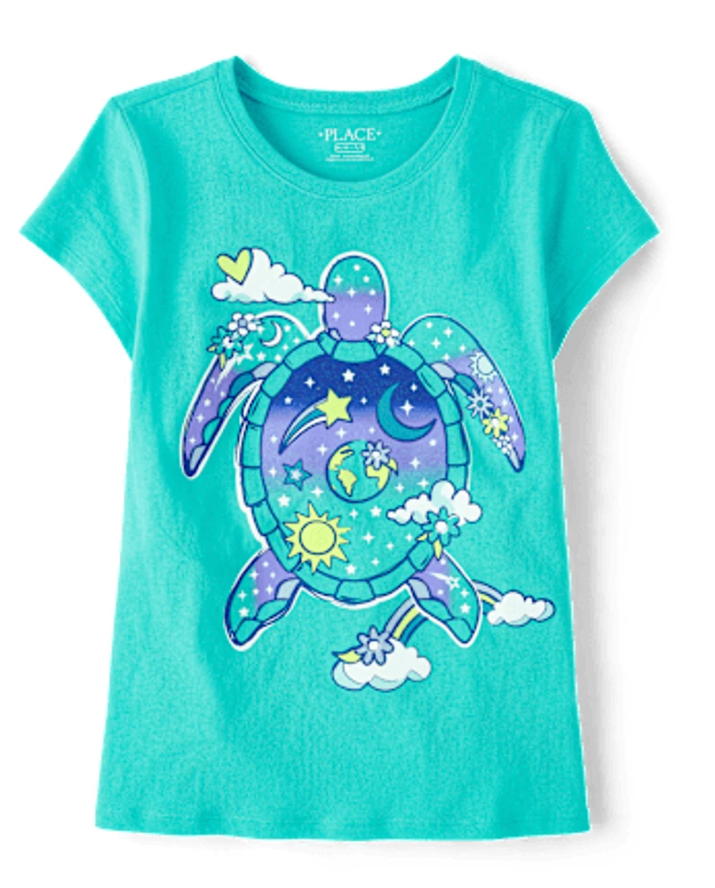 Girls Space Turtle Graphic Tee