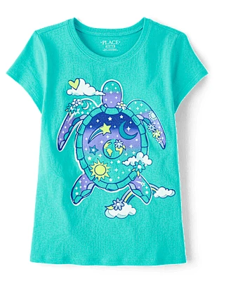 Girls Space Turtle Graphic Tee