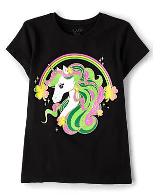 Fille St. Patrick's Day licorne T-shirt imprimé