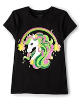 Girls St. Patrick's Day Unicorn Graphic Tee