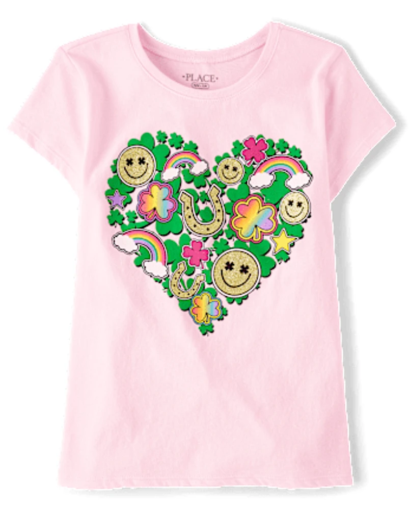 Girls St. Patrick's Day Heart Graphic Tee