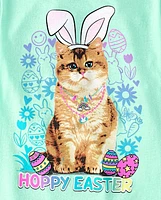 Fille Easter Cat T-shirt imprimé