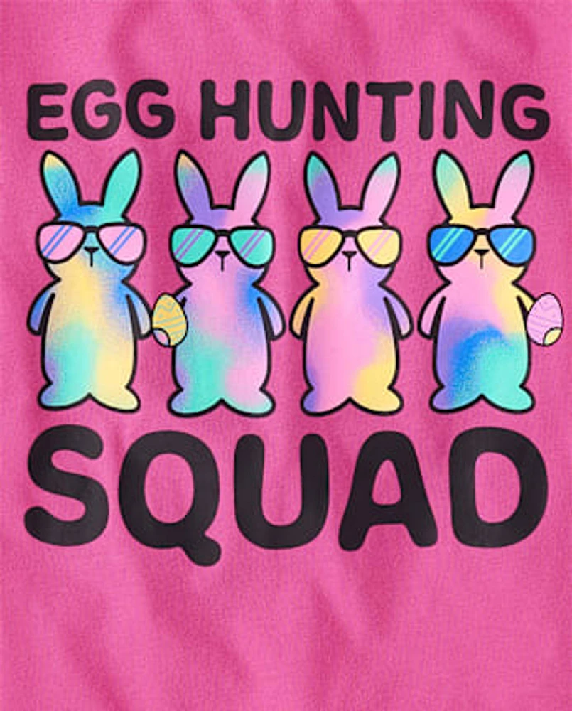 Fille Famille assortie Easter Egg Hunting Squad T-shirt imprimé