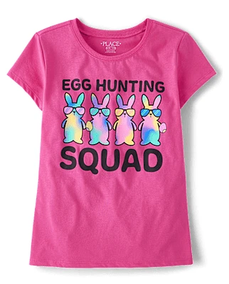 Girls Matching Family Easter Egg Hunting Squad Graphic Tee