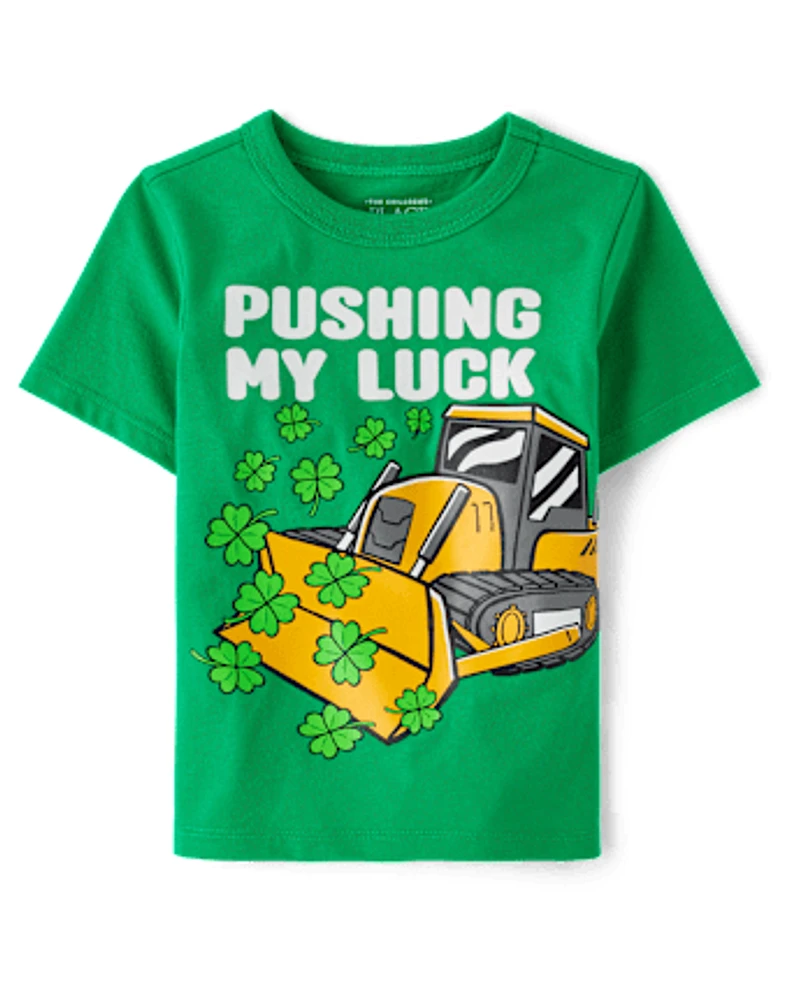 Baby And Toddler Boys St. Patrick's Day Construction Vehicle Graphic Tee