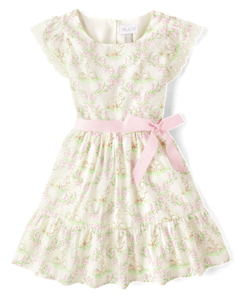 Girls Bunny Ruffle Dress