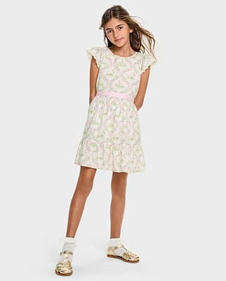 Girls Bunny Ruffle Dress