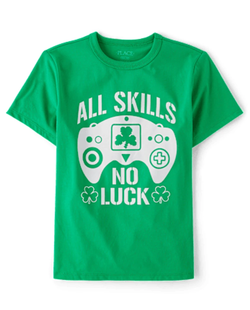 Boys All Skills St. Patrick's Day Gamer Graphic Tee