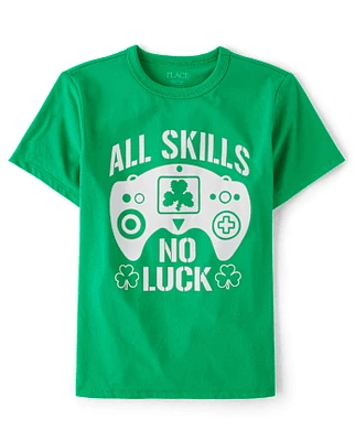 Boys All Skills St. Patrick's Day Gamer Graphic Tee