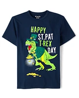 T-shirt imprimé T-Rex pour garçon de la Saint-Patrick