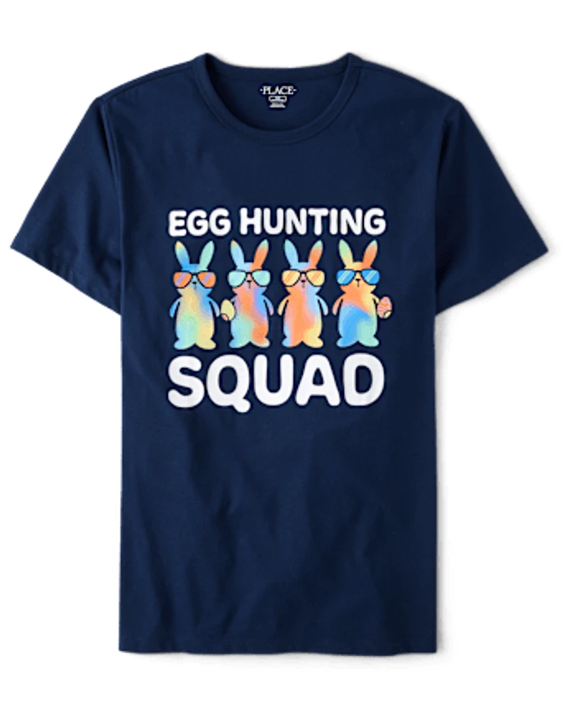 Mens Matching Family Easter Egg Hunting Squad Graphic Tee