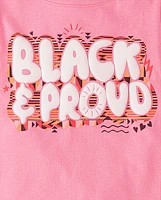 Baby And Toddler Girls Black Proud Graphic Tee