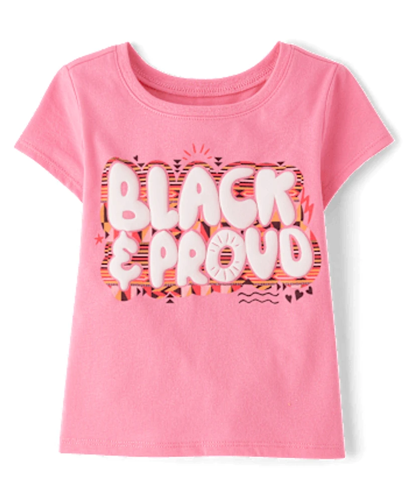 Baby And Toddler Girls Black Proud Graphic Tee