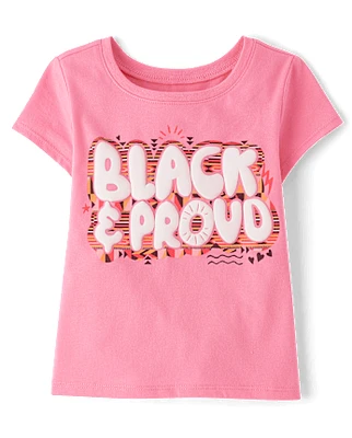 Baby And Toddler Girls Black Proud Graphic Tee