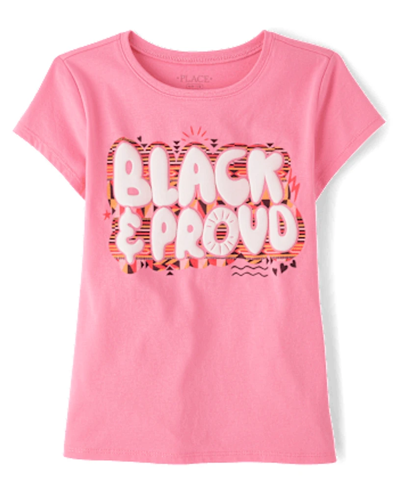 Girls Black And Proud Graphic Tee