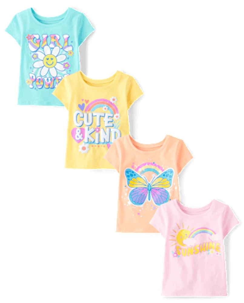 Baby And Toddler Girls Positivity Graphic Tee 4-Pack