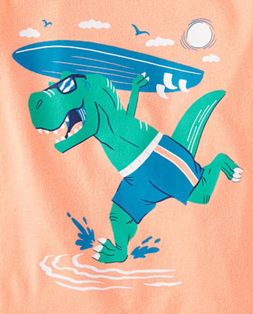 Baby And Toddler Boys Dino Surfboard Graphic Tee