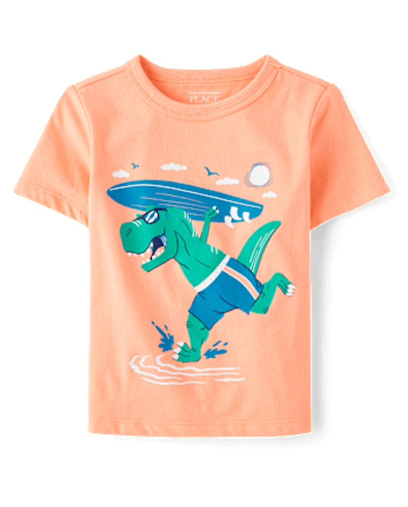 Baby And Toddler Boys Dino Surfboard Graphic Tee