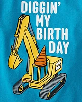 Baby And Toddler Boys Birthday Construction Vehicle Graphic Tee