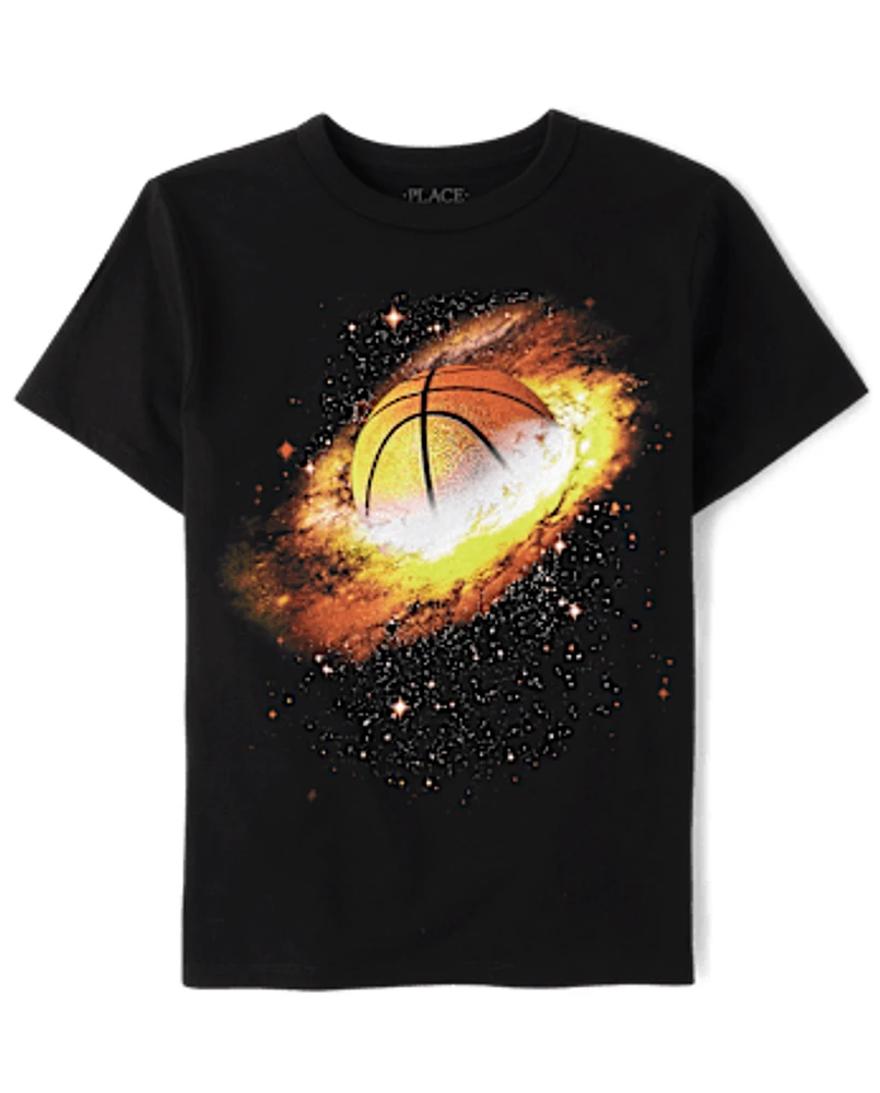 Boys Basketball Galaxy Graphic Tee