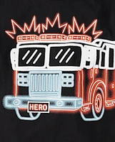 T-shirt imprimé camion de pompiers pour garçon