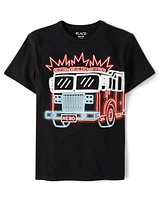 T-shirt imprimé camion de pompiers pour garçon