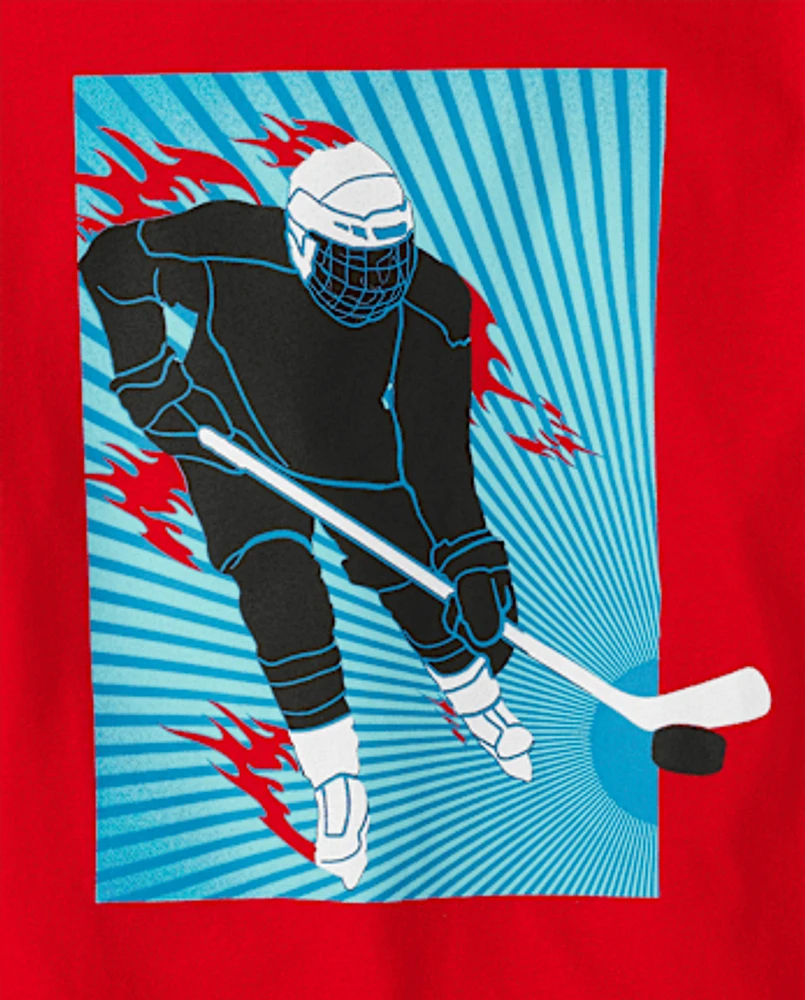 T-shirt imprimé joueur de hockey garçon