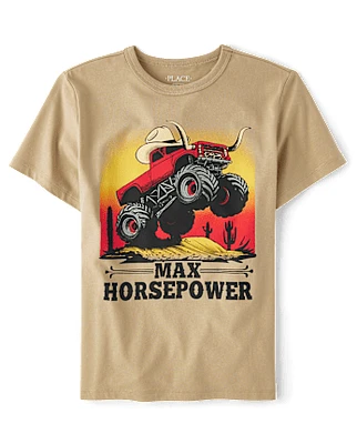 Boys Monster Truck Horsepower Graphic Tee