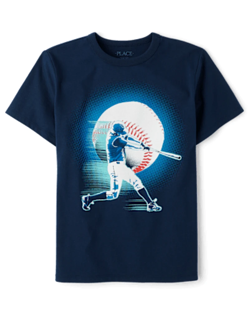 T-shirt imprimé joueur de baseball garçon