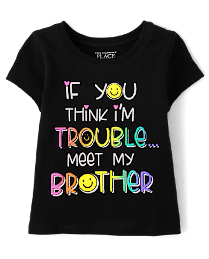 Baby And Toddler Girls Meet My Brother Graphic Tee