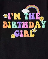 Baby And Toddler Girls Rainbow Birthday Girl Graphic Tee