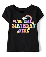 Baby And Toddler Girls Rainbow Birthday Girl Graphic Tee