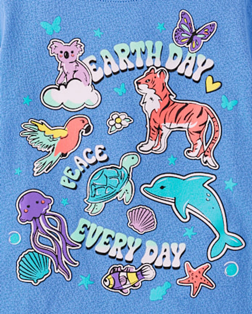 Baby And Toddler Girls Earth Day Animals Graphic Tee