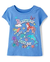 Baby And Toddler Girls Earth Day Animals Graphic Tee