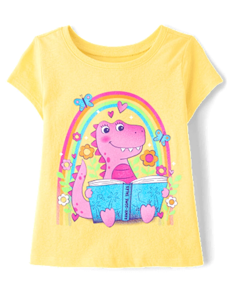 Baby And Toddler Girls Dino Book Graphic Tee