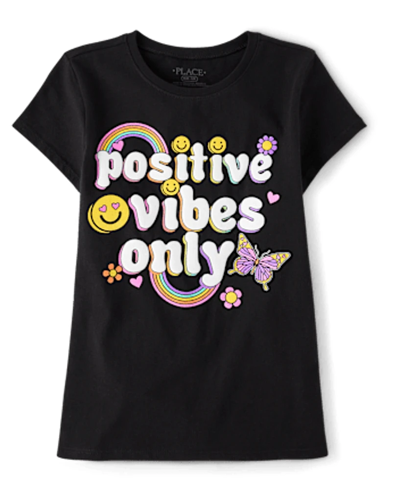 Girls Positive Vibes Graphic Tee