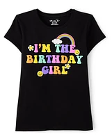 Girls Rainbow Birthday Girl Graphic Tee