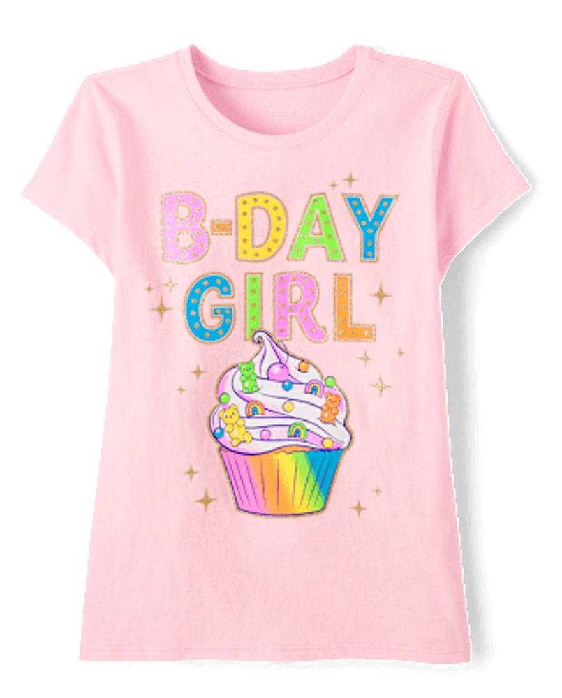 Girls Birthday Girl Cupcake Graphic Tee