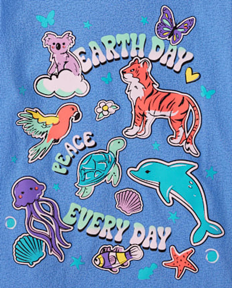 Fille Earth Day Animals T-shirt imprimé