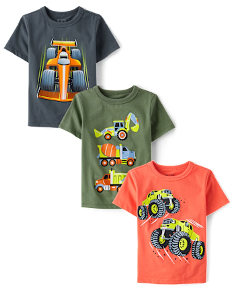 Baby And Toddler Boys Vehicle Graphic Tee 3-Pack