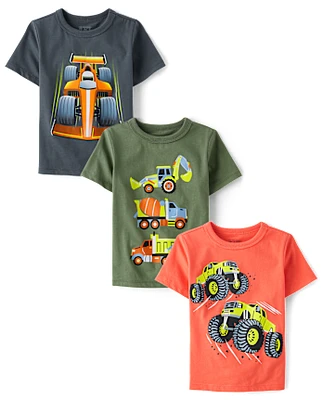 Lot de 3 t-shirts graphiques pour bébés et tout-petits garçons