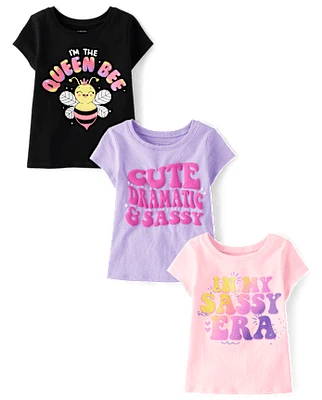 Baby And Toddler Girls Sassy Graphic Tee 3-Pack