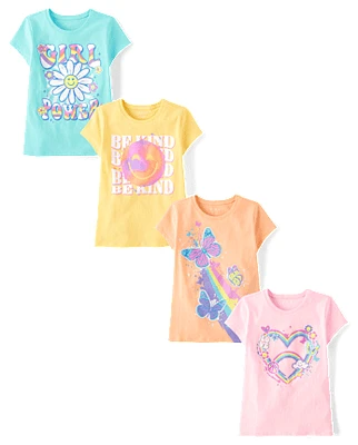 Girls Positivity Graphic Tee 4-Pack