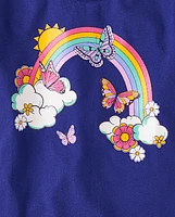 Girls Butterfly Rainbow Graphic Tee