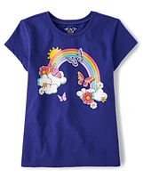 Girls Butterfly Rainbow Graphic Tee