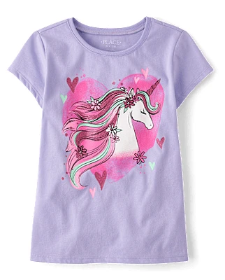 Fille licorne Papillon T-shirt imprimé