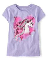 Girls Unicorn Butterfly Graphic Tee