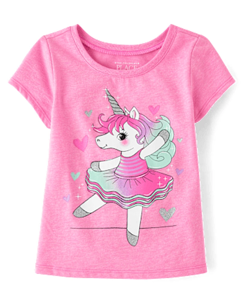 Baby And Toddler Girls Unicorn Ballerina Graphic Tee