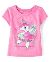 Baby And Toddler Girls Unicorn Ballerina Graphic Tee