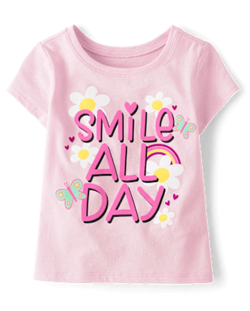 Baby And Toddler Girls Smile All Day Graphic Tee